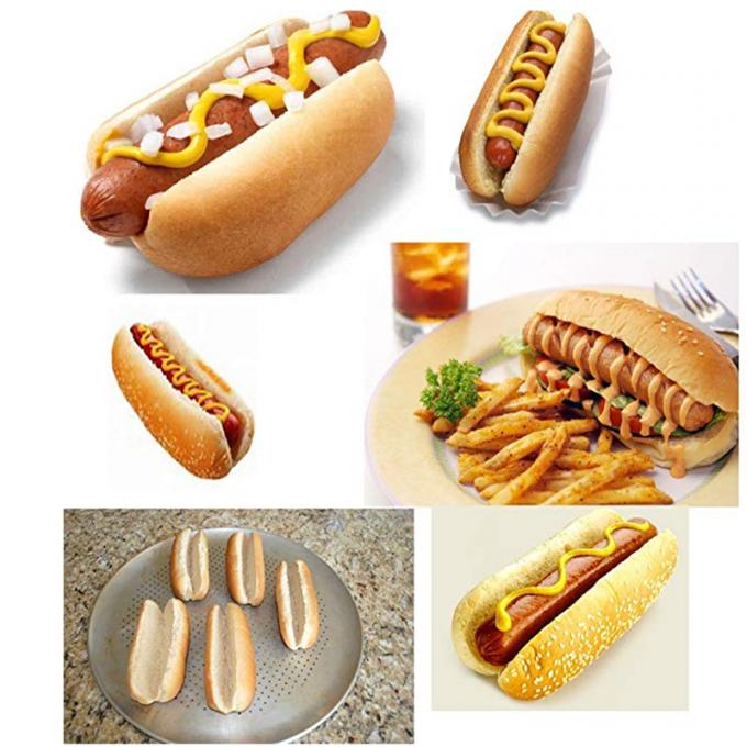 RK Bakeware Trung Quốc Dịch vụ thực phẩm NSF 4 inch 4.5 inch 6 inch Hot Dog Bun Pan Hot Dog Bread Mold 5