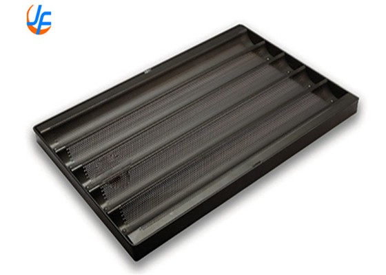 RK Bakeware Trung Quốc Dịch vụ thực phẩm 5 hàng Aluminum Nonstick Perforated Baguette Tray