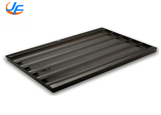 RK Bakeware Trung Quốc Dịch vụ thực phẩm 5 hàng Aluminum Nonstick Perforated Baguette Tray