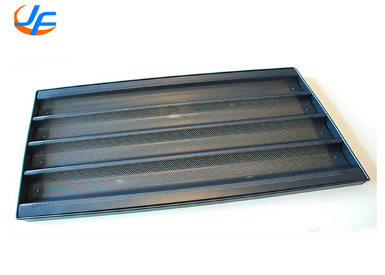 RK Bakeware Trung Quốc Dịch vụ thực phẩm 5 hàng Aluminum Nonstick Perforated Baguette Tray