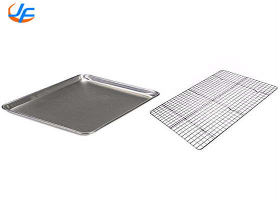 RK Bakeware Trung Quốc-Half Size 16 Gauge Wire in Rim Aluminum Baking Tray with Footed Cooling Rack