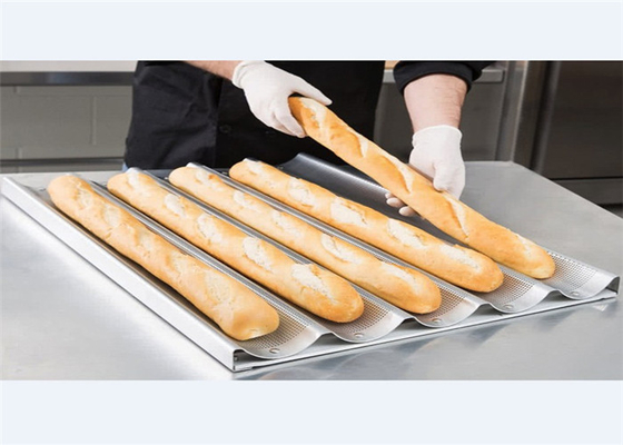 RK Bakeware Trung Quốc Foodservice NSF Úc Mackies 5 đàn flute Nonstick Glazed Aluminum Baguette Baking Tray