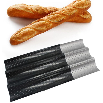 RK Bakeware Trung Quốc Dịch vụ thực phẩm NSF Hình đục 3 khe Baguette Thang nướng bánh Pháp