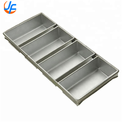 RK Bakeware China- 4 Strap Silicone Glazed Aluminum Loaf Pans/Pullman Pan Bánh nướng Pan Set Bread Mould Cake Loaf Pan