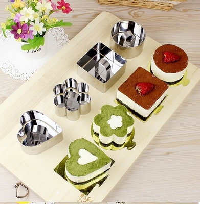 RK Bakeware Trung Quốc Dịch vụ thực phẩm NSF Stainless Steel Heart Shape Mousse Ring Mold Lamy Cheese Cake Mold