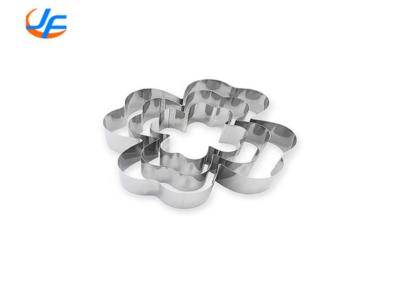 RK Bakeware Trung Quốc Dịch vụ thực phẩm NSF Stainless Steel Four Leaf Clover Mouse Molding Mousse Cake Rings Kích thước tùy chỉnh