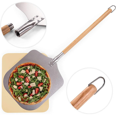 Công cụ lò 83cm nhôm vỏ pizza với tay cầm gỗ có thể tháo rời Pizza Schep 12x14
