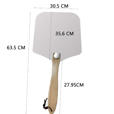 12 * 14 Inch Oven Square Pizza Peel Wood Handle Aluminum Pizza Shovel với 14 Inch Stainless Steel Cutter Set