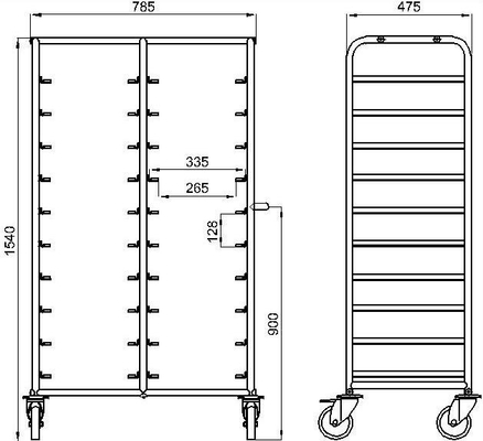 RK Bakeware China Foodservice NSF 600 × 400 mm Cửa lò nướng bánh, Gastronorm Thép không gỉ Trolley