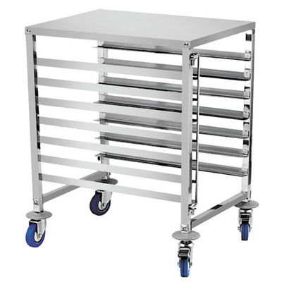 RK Bakeware Trung Quốc-6 Pan End Load Undercounter Công việc trên cùng / Bun Pan Rack với các kênh bên